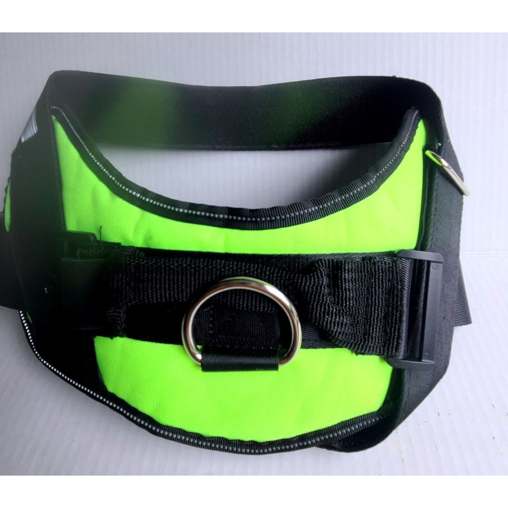 Neon Green Reflective Dog Harness Large High Visibility Padded Pet Vest Black